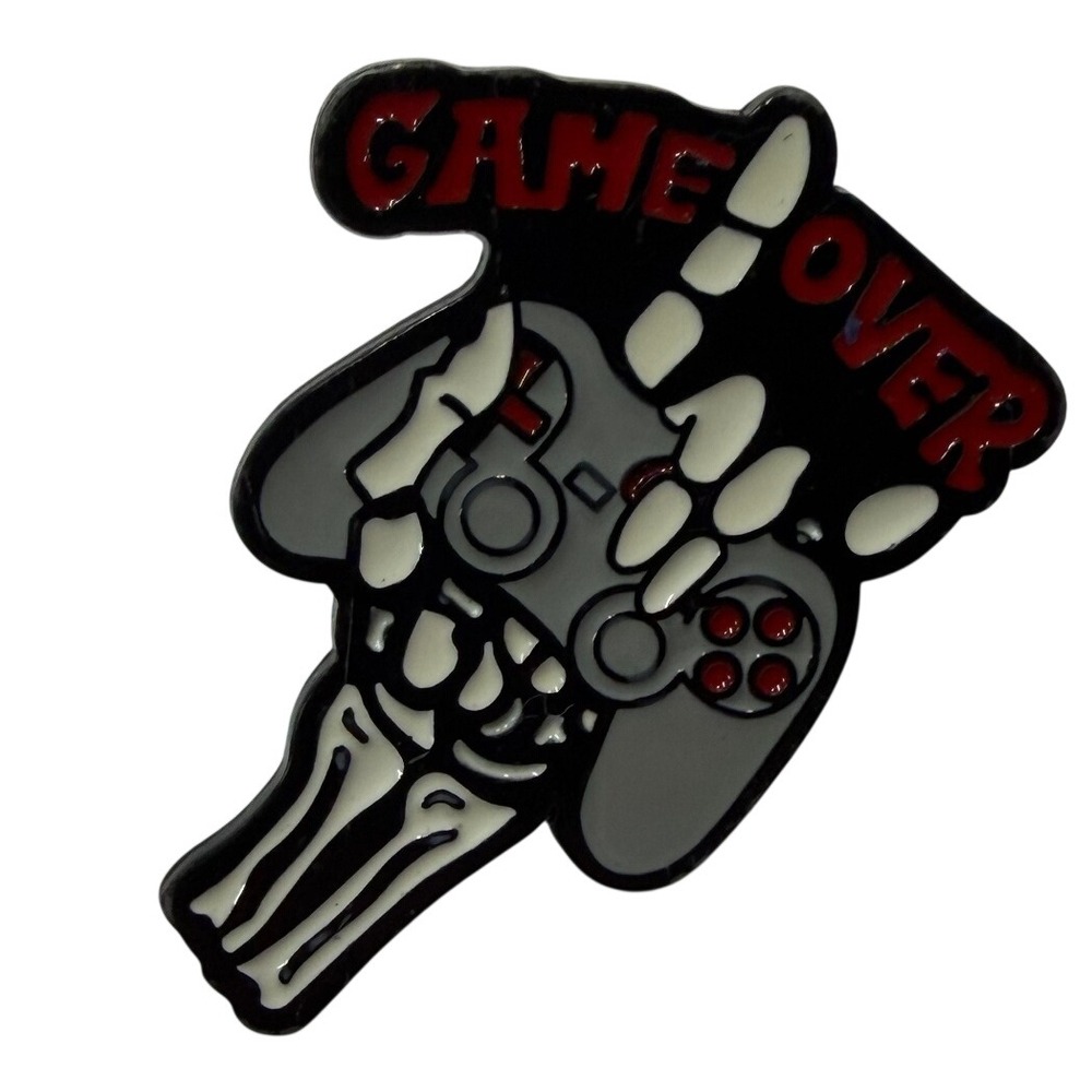 Game Over Skeleton Hand Controller Enamel Pin